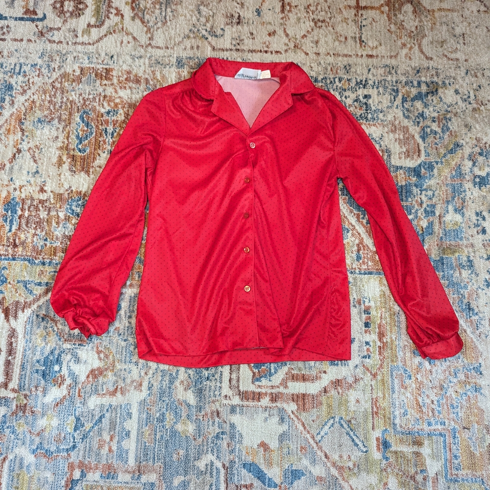 Vibrant Red Button-Up Blouse